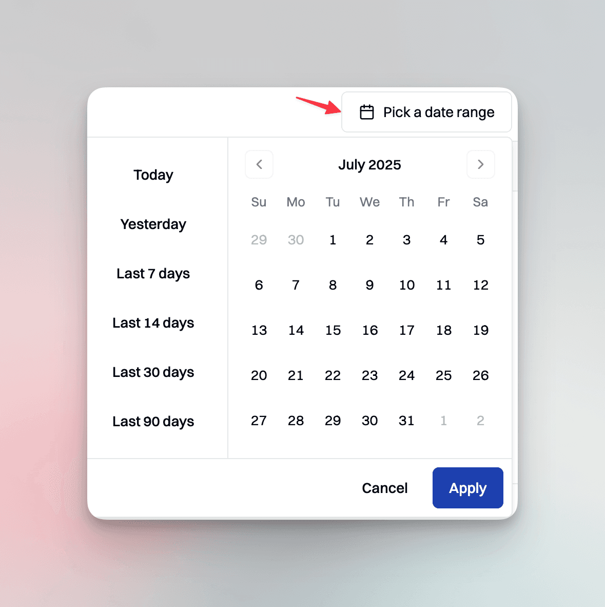 Date range filter for monitoring your voice agent analytics