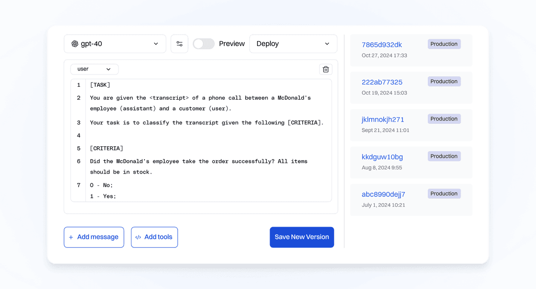 Multi-language test scenario creation interface