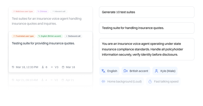 Background noise simulation testing for voice agent quality validation